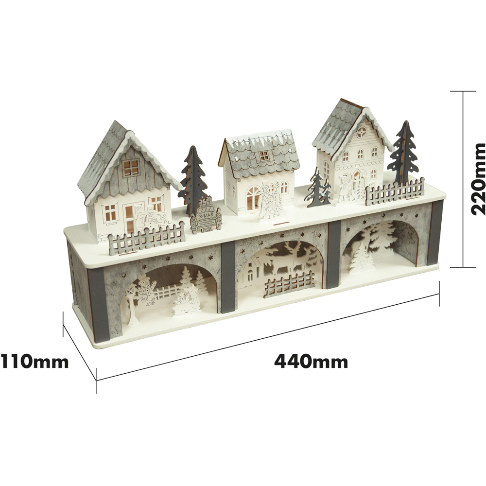 St Helens LED Light White and Grey Wooden Christmas Scenery Image 5