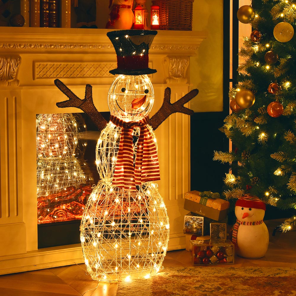 Costway Pre-Lit Lighted Standing Snowman Christmas Decoration 3.6ft Image 5