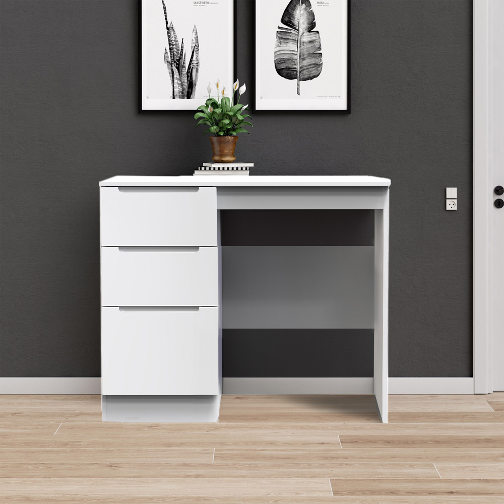 Crowndale Milan 3 Drawer Gloss White Dressing Table Image 3