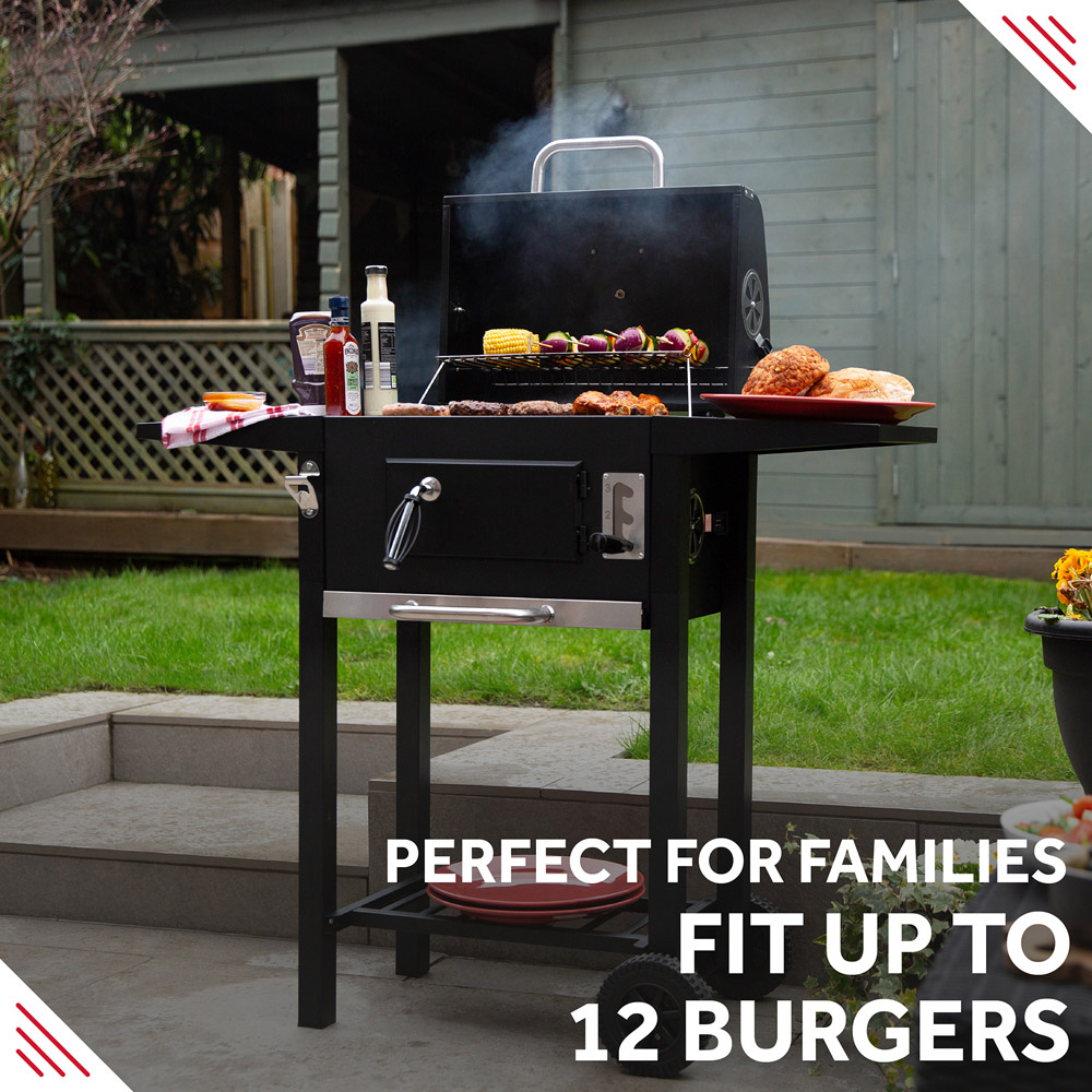 George Foreman Black Large Charcoal Barbecue with Adjustable Grill Image 7