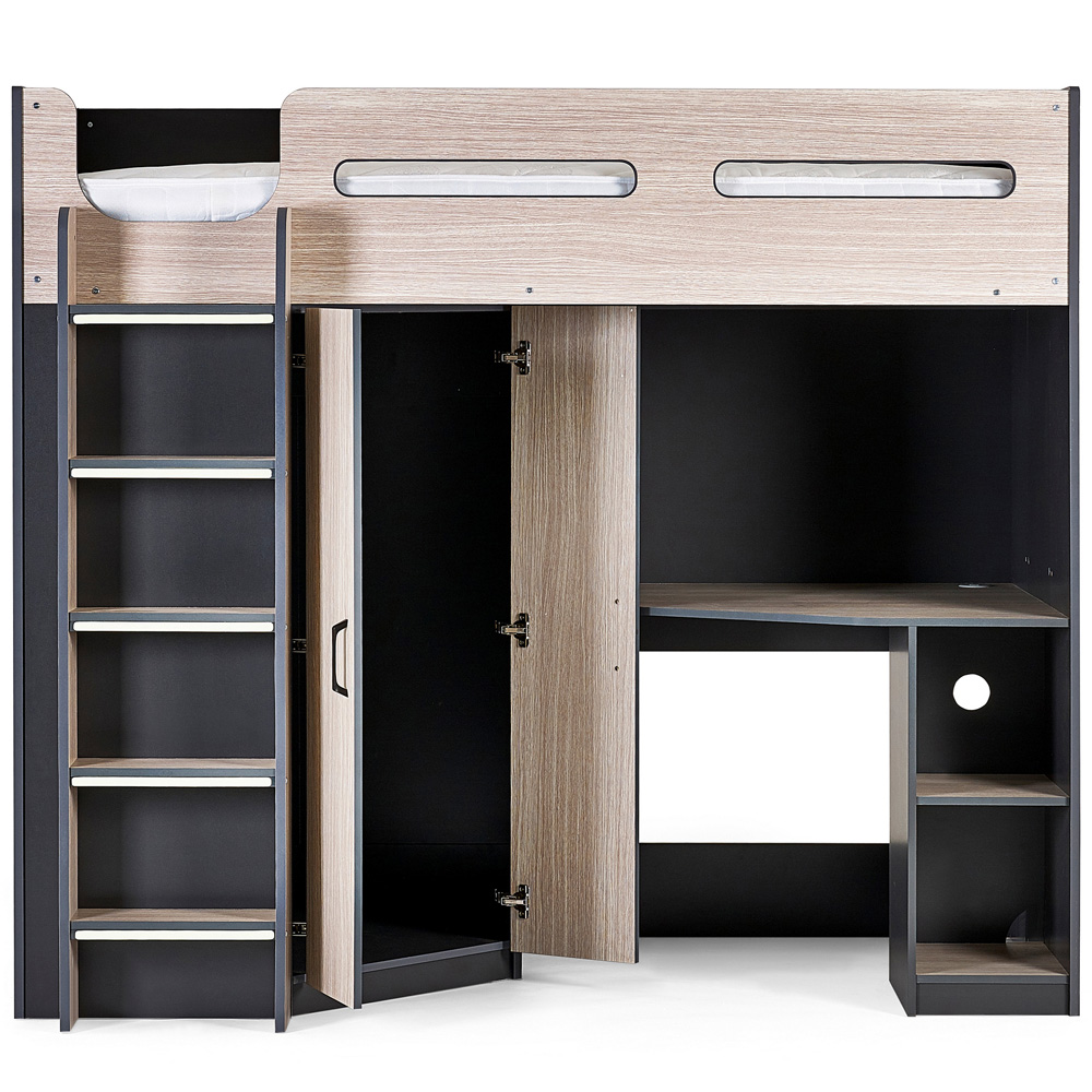 Julian Bowen Hercules Woodgrain and Anthracite High Sleeper with Storage Image 3