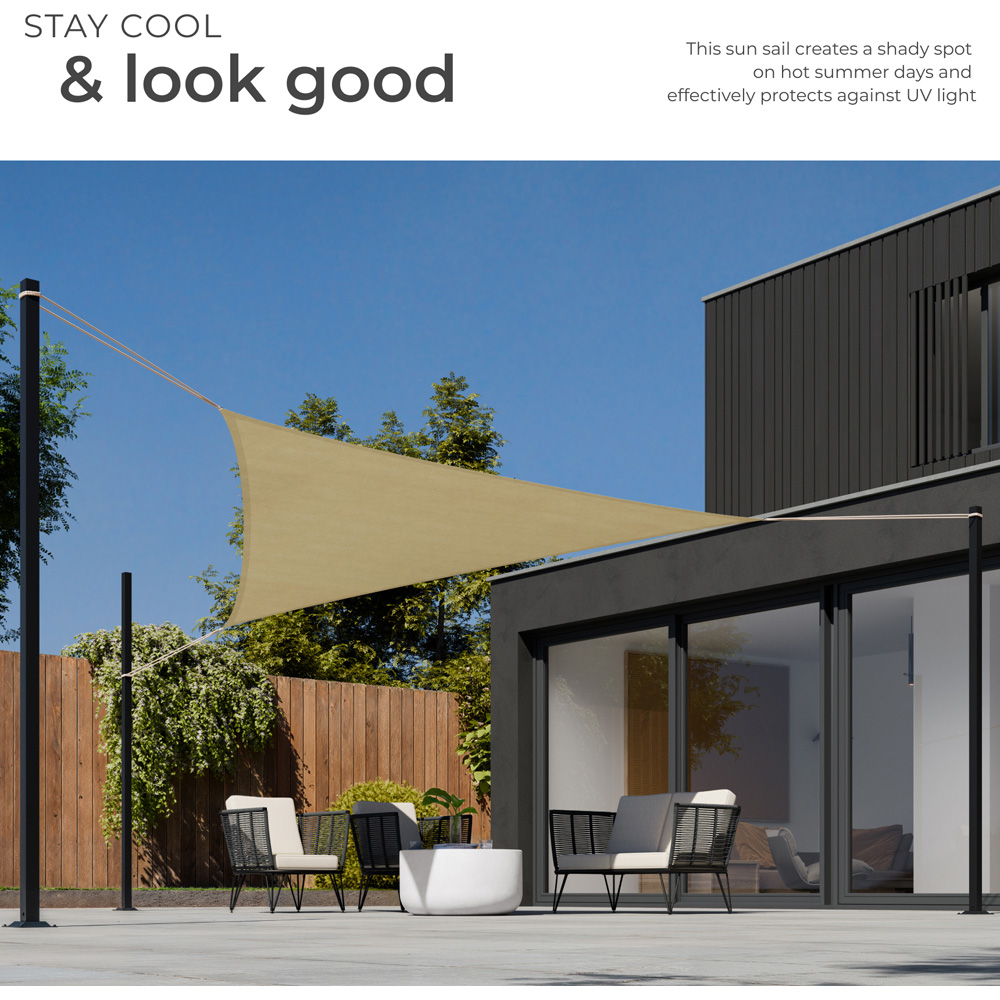 tectake Beige UV 50+ Triangular Shade Sail 300cm Image 4