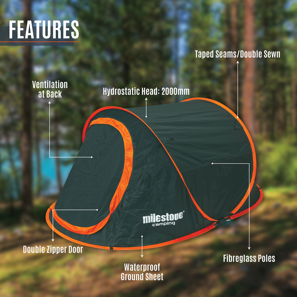Milestone Camping Festival Pop Up Tent Evergreen Image 3