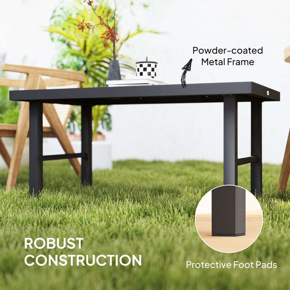 Outsunny Grey Wood Effect Garden Coffee Table Image 8