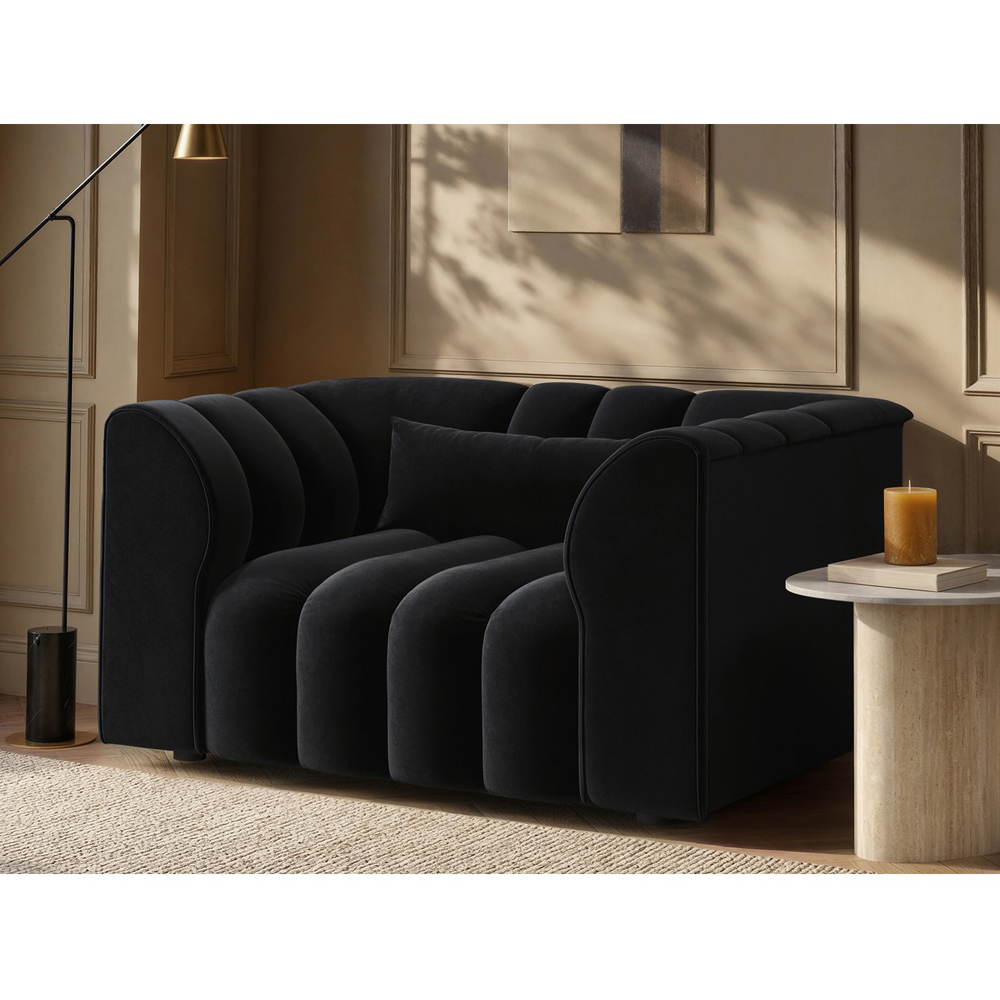 SOLACE+CO Halle Black 2 Seater Loveseat Sofa Image 4