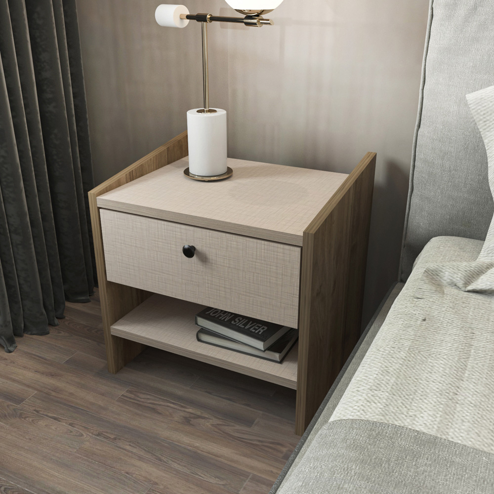 Decorotika Berlin Single Drawer Single Shelf Cottonbeige Bedside Table Image 5