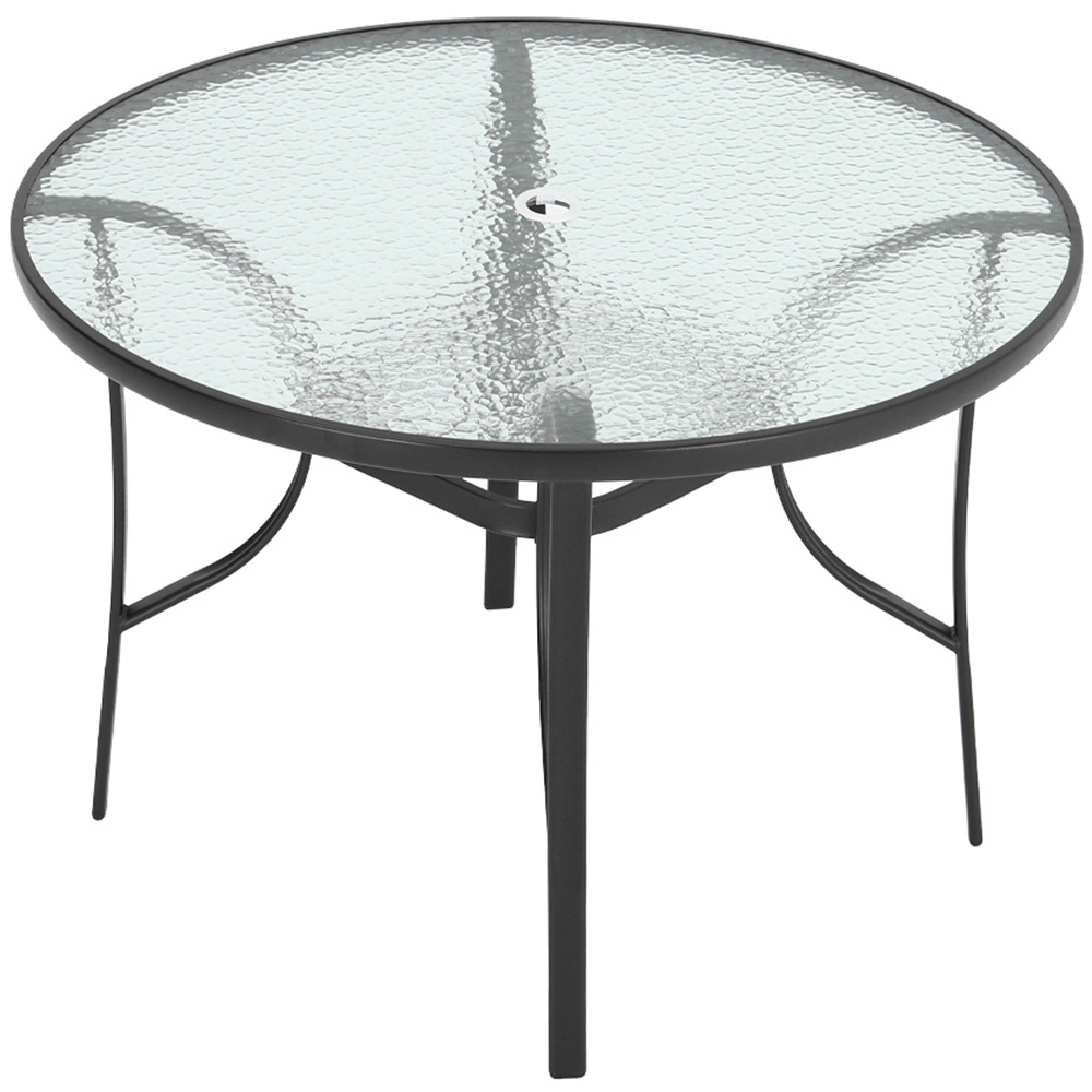 Living and Home Glass 4 Seater Round Garden Dining Set Black Image 2