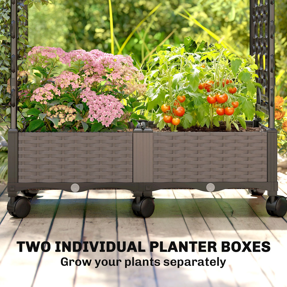 Outsunny Black Plastic Raised Garden Bed with Trellis 155 x 40 x 102cm Image 7