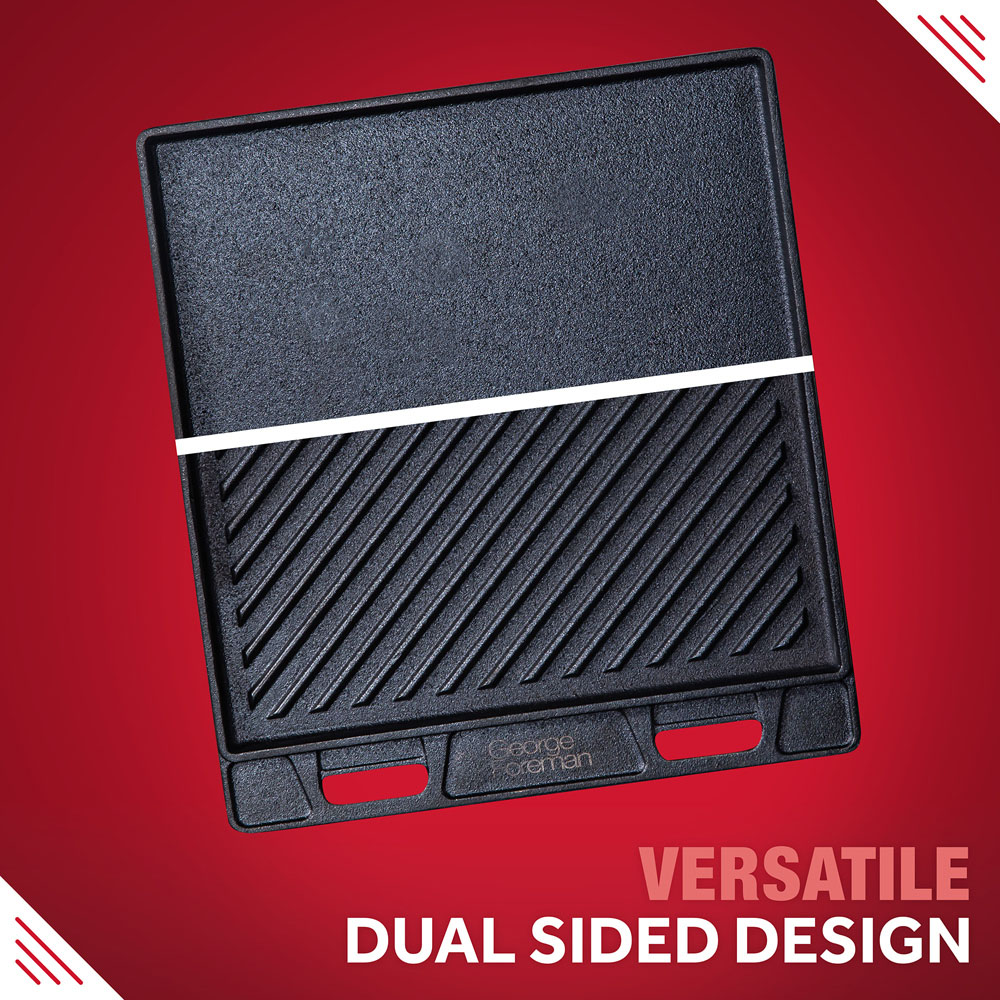 George Foreman Black Reversible Griddle Plate with Beech Tray Image 5