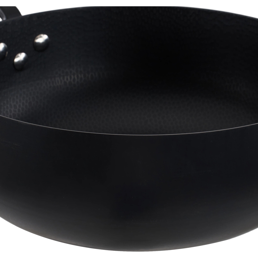 Living and Home 26cm Black Iron Wok with Detachable Handle Image 5