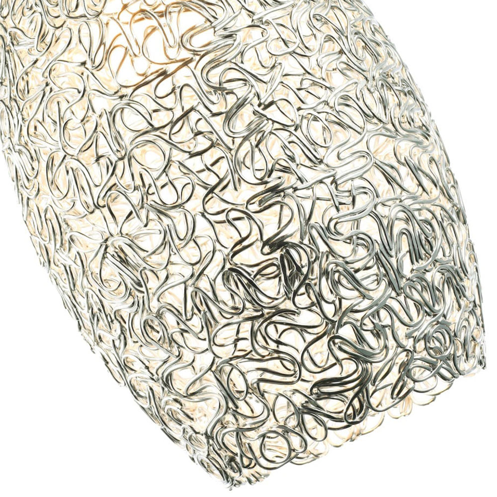 Happy Homewares Industrial Twisted Wire Mesh Metal Shiny Silver Pendant Shade Image 3