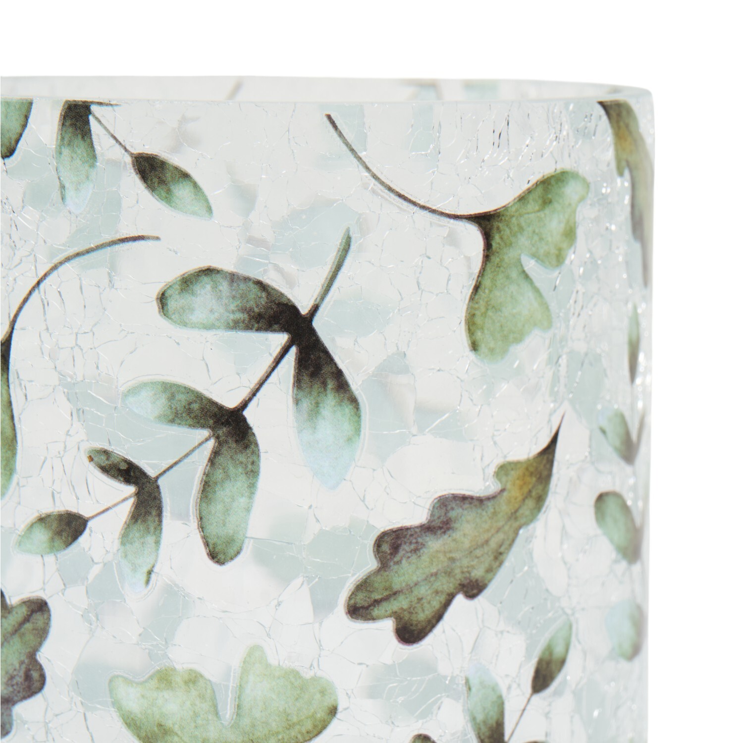 Leaf Crackle Candle Holder Green Image 2