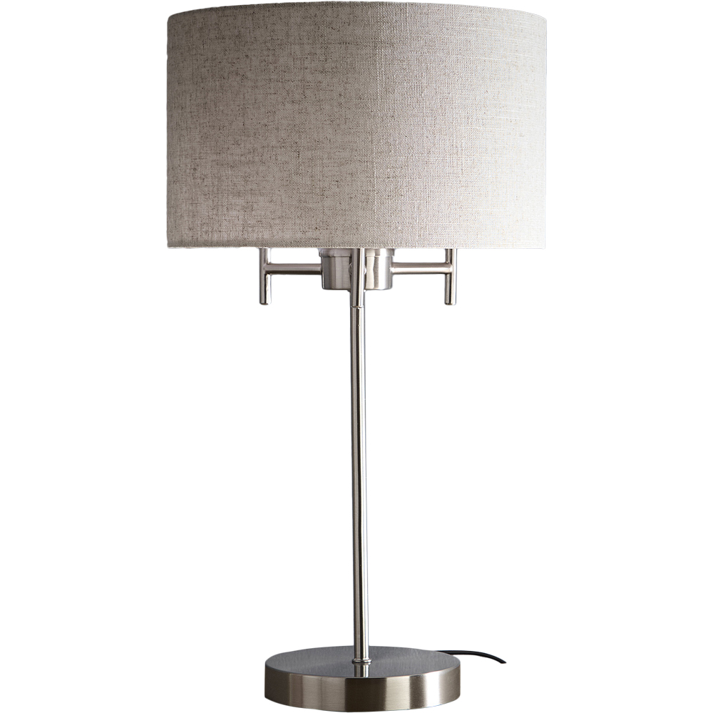 Kliving Shirley Natural Linen Shade Satin Nickel Table Lamp Image 1