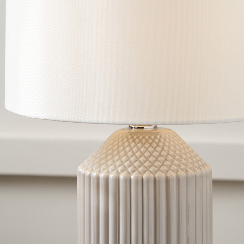 Pacific Lifestyle Meribel Grey Geo Textured Ceramic Tall Table Lamp Image 4