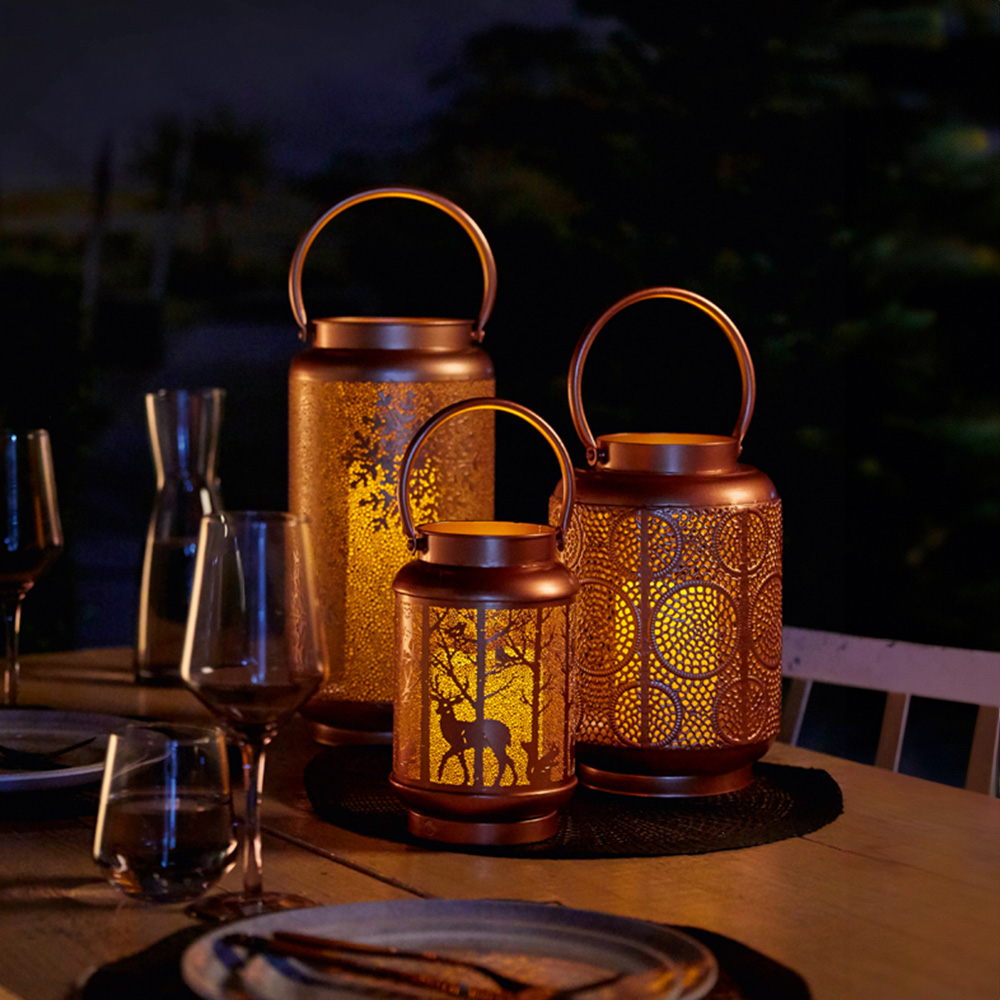 St Helens Luxform 24 LED Golden Snowflakes Lantern Image 4