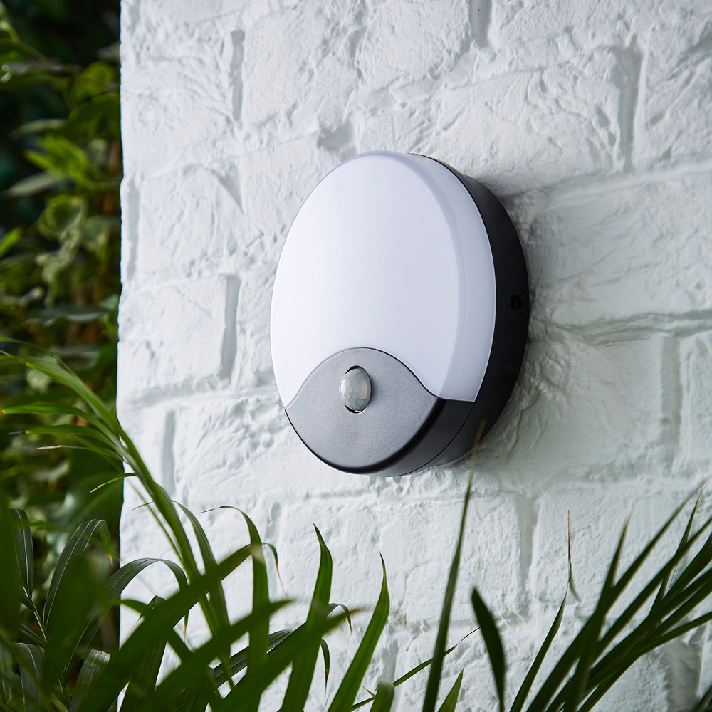 Coast Tytan Black Round Bulkhead LED Wall Light with PIR Sensor Image 2