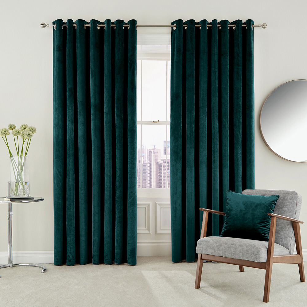 Helena Springfield Escala Lined Teal Curtains 229 x 183cm Image 3