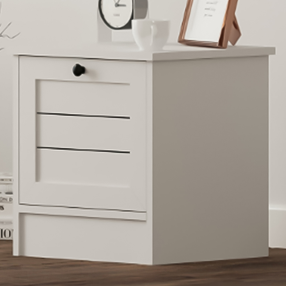 Evu VENICE Single Door Soft White Bedside Table Image 1