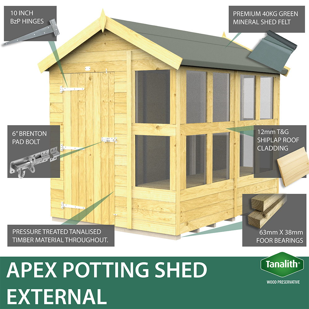 DIY Sheds 8 x 6ft Tongue and Groove Timber Apex Potting Shed Image 6