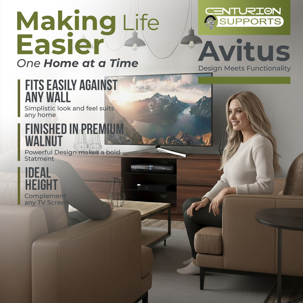 Centurion Supports Avitus 4 Drawer 3 Shelf Premium Walnut TV Unit Image 5