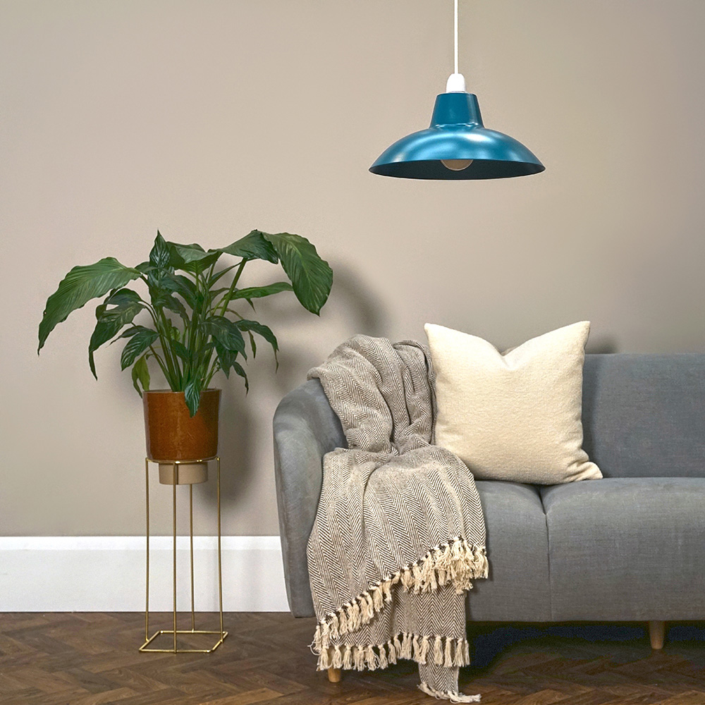 ValueLights Civic French Blue Retro Pendant Light Shade Image 7