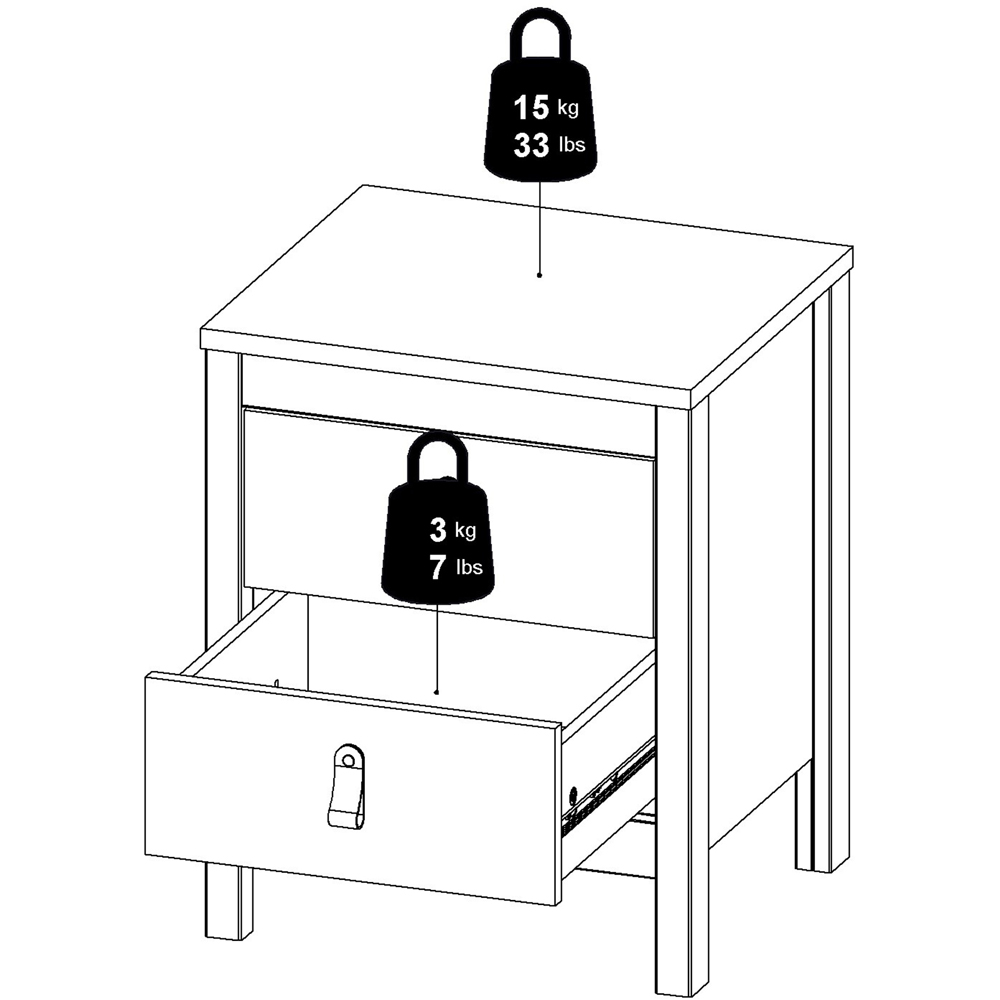 Florence Barcelona 2 Drawer Cashmere Bedside Table Image 9