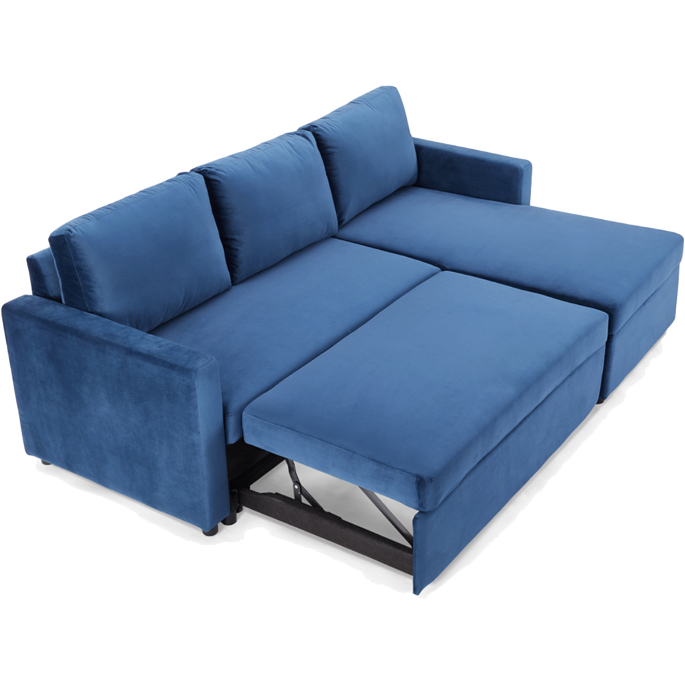 Home Detail Dorset Small Double Sleeper Blue Velvet Pull Out Sofa Bed with Storage Image 7