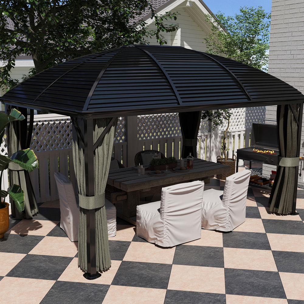 Outsunny 3 x 4m Dark Grey Aluminium Hard Top Gazebo Image 3