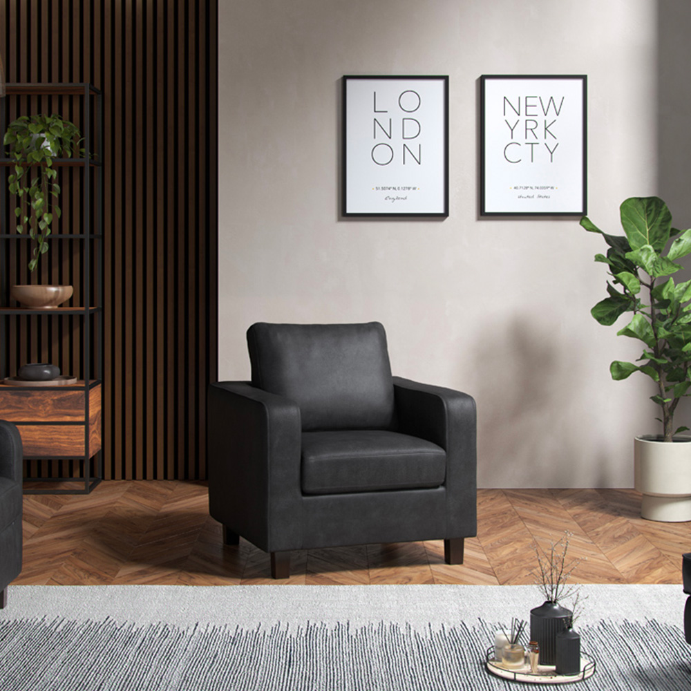 Monroe Black PU Leather Armchair Image 3