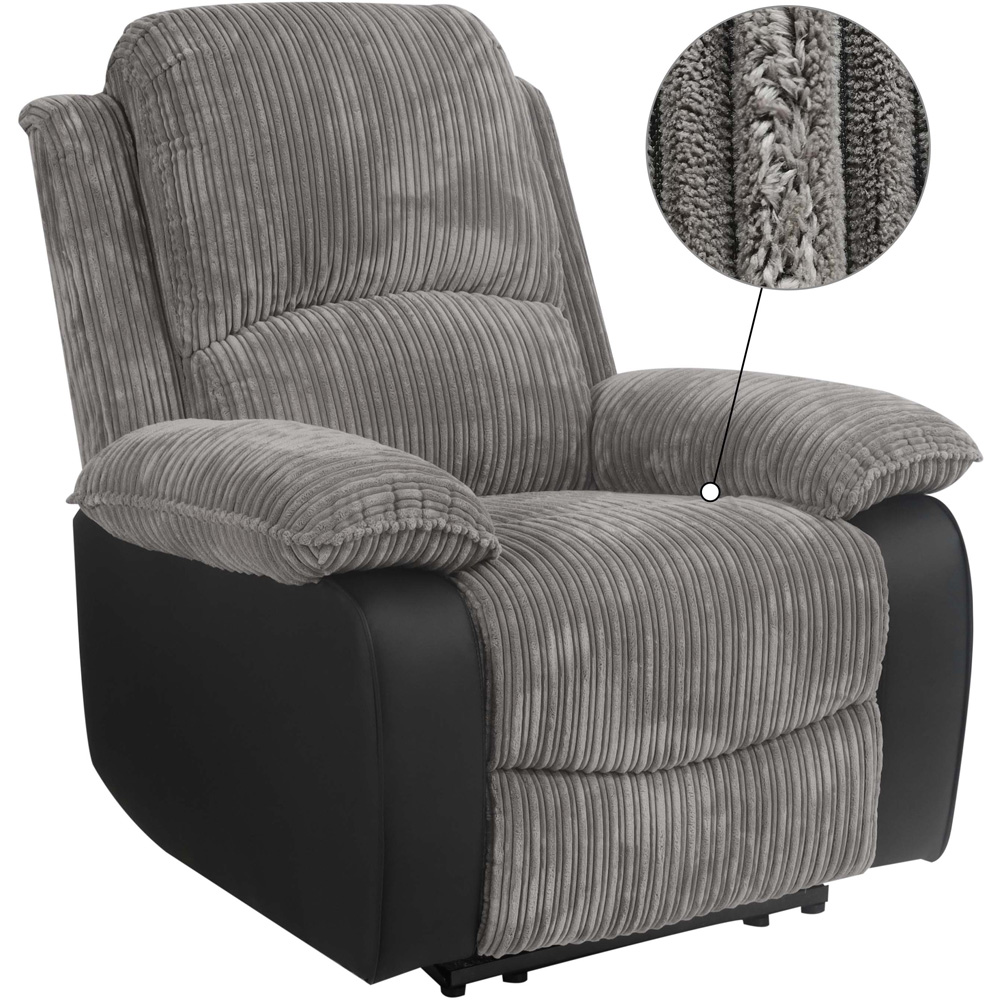 Comfy Living Grey Cord Fabric Electric Recliner Chair Image 5