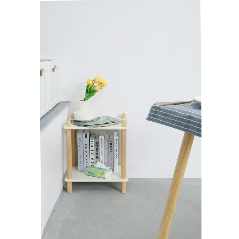 FurnitureHMD 2 Shelf White and Natural Bookcase Image 3