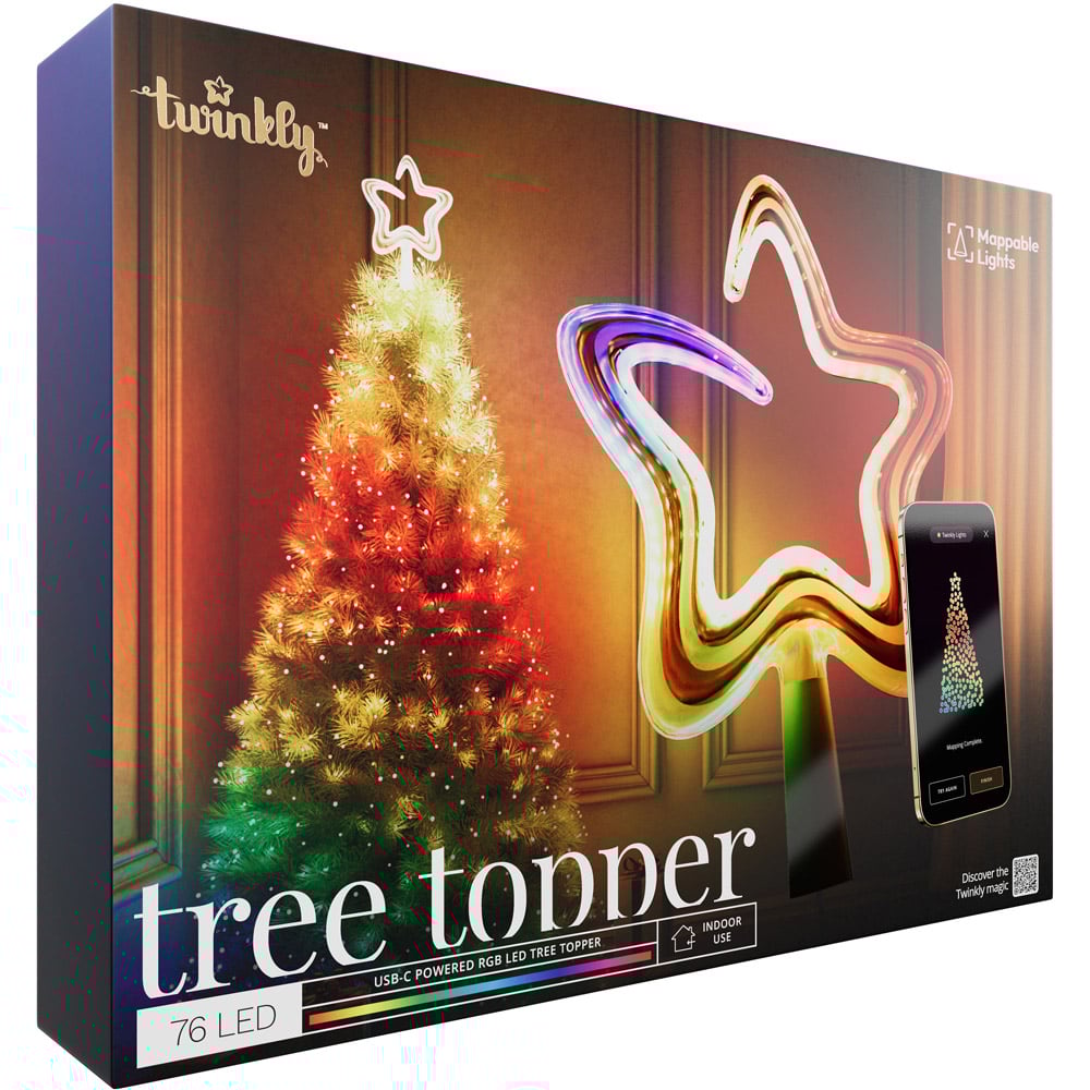 Twinkly 76 RGBW Star LED Smart USB Christmas Tree Topper 22cm Image 2
