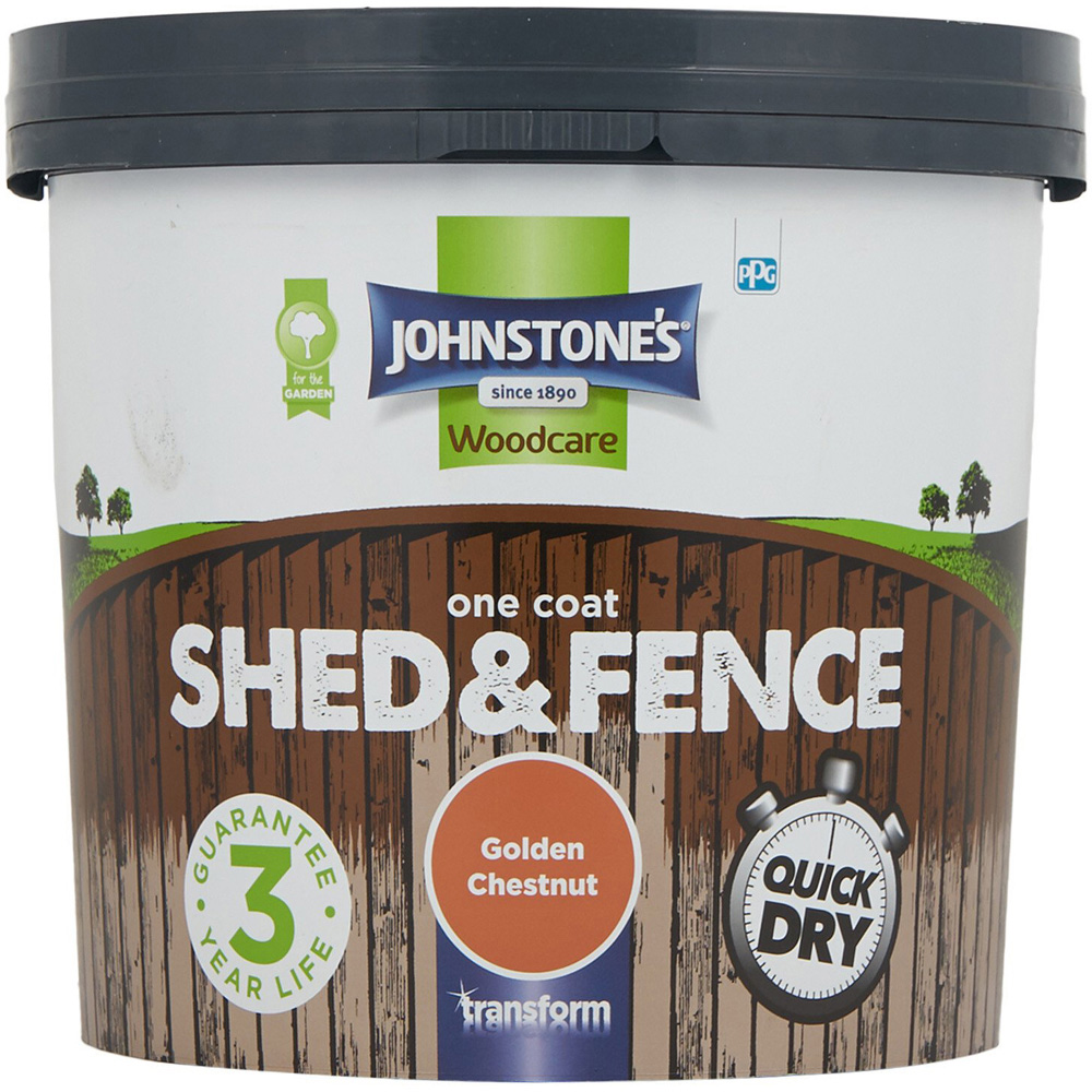 Johnstones One Coat Woodcare Golden Chestnut Shed and Fence Paint 5L Image 2