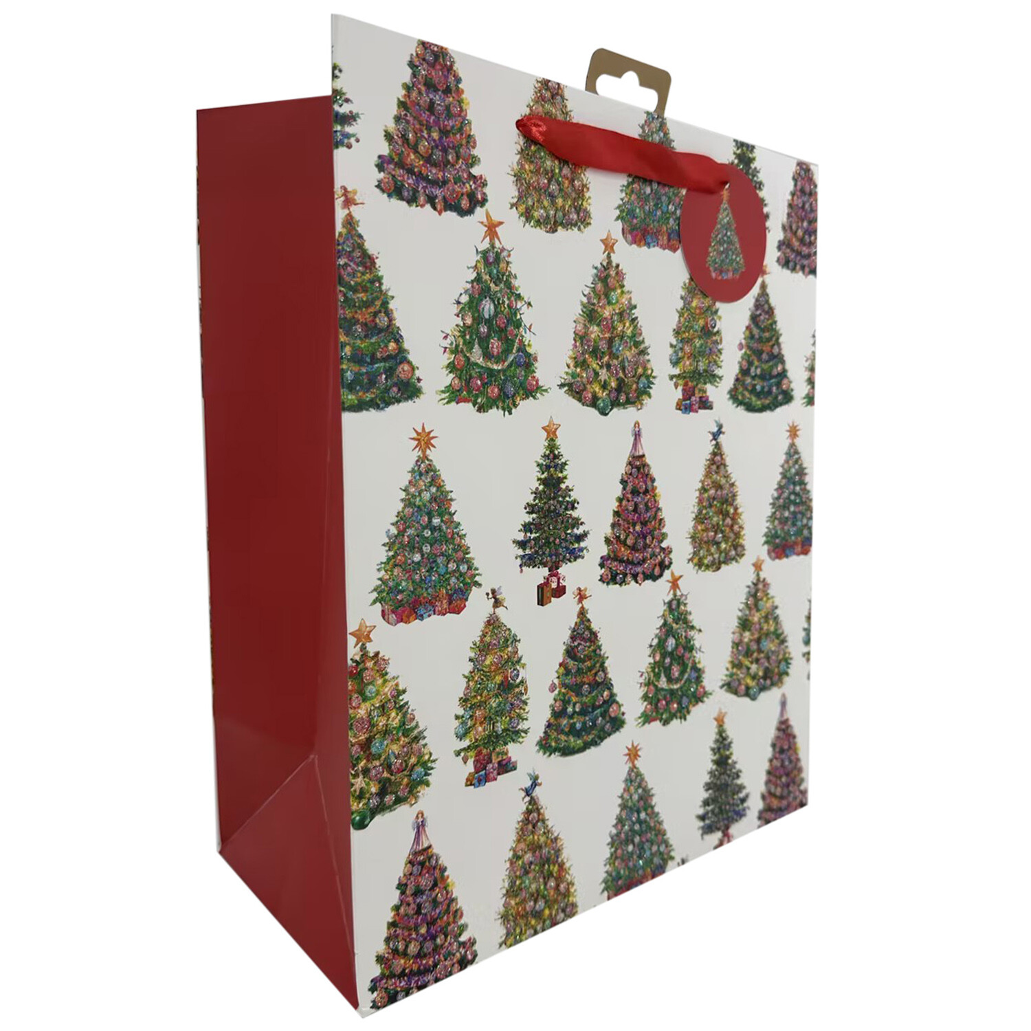 Christmas Tree Ribbon Gift Bag - White / Large Image 3