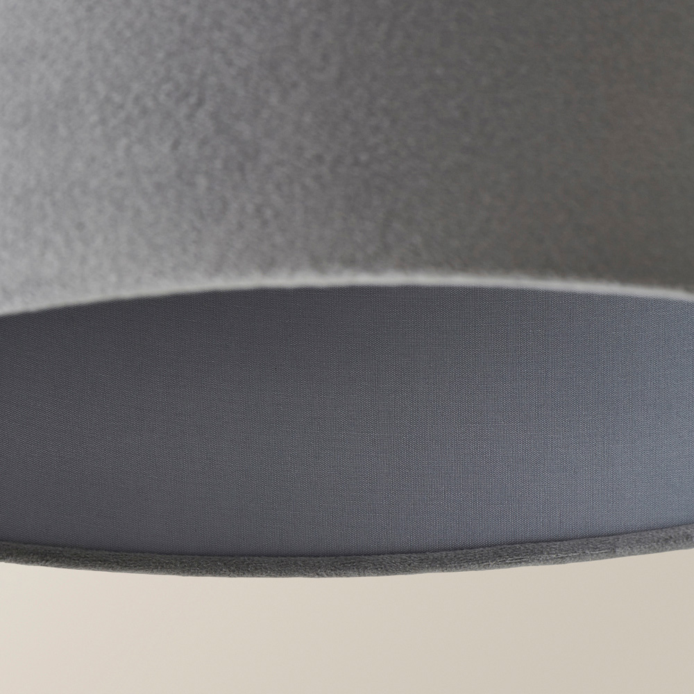 ValueLights Reni Grey Velvet Ceiling Drum Lamp Shade Small Image 4
