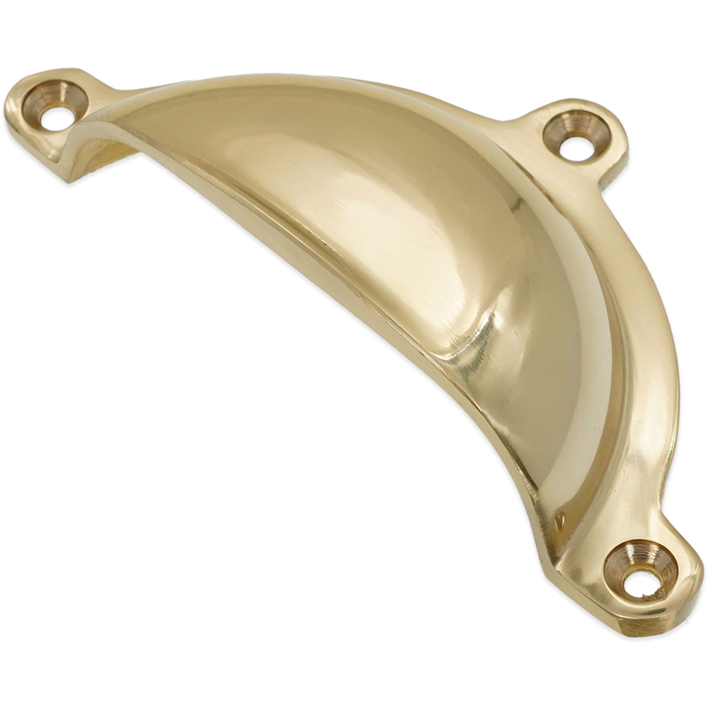 Spira Brass Cottage Polished Brass Cup Pull Drawer Handle Image 3