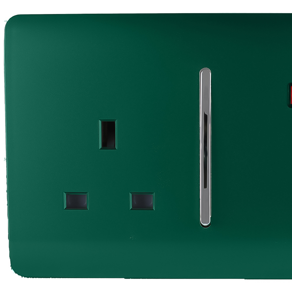 Trendi Switch 45amp and 13amp Dark Forest Green Cooker Switch and Plug Socket with Neon Image 2