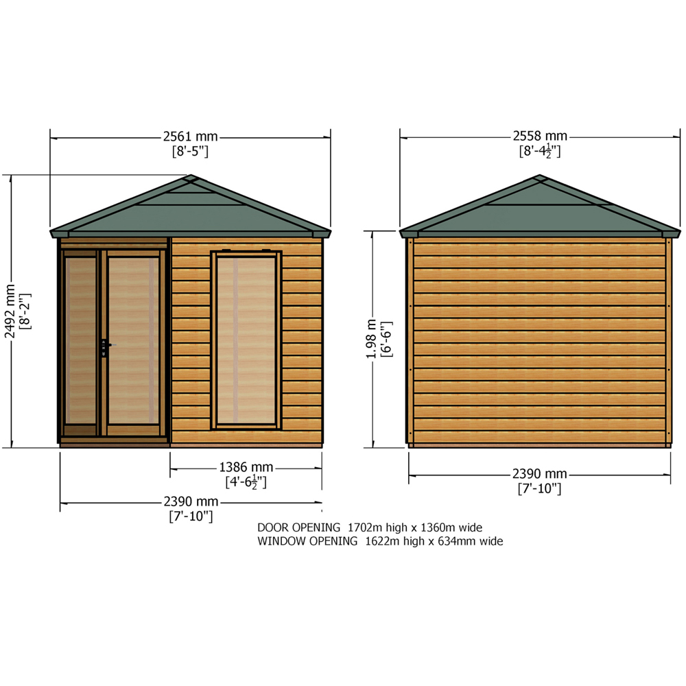 Shire Larkspur 8 x 8ft Double Door Shiplap Apex Summerhouse Image 6
