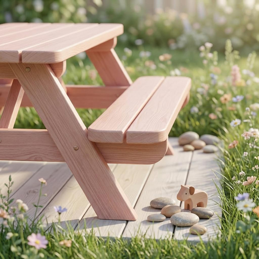 AMATA Children's Powder Pink Wooden Garden Table with Interchangeable Top Image 8