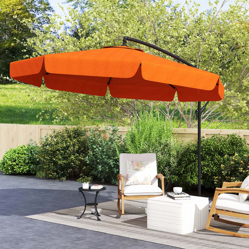 Outsunny Orange Banana Crank and Tilt Cantilever Parasol 2.7m Image 3