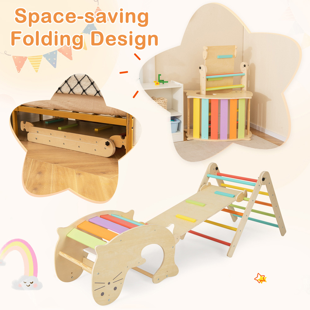 Costway Multicolour Kids 7 in 1 Wooden Foldable Indoor Climbing Toy Image 4