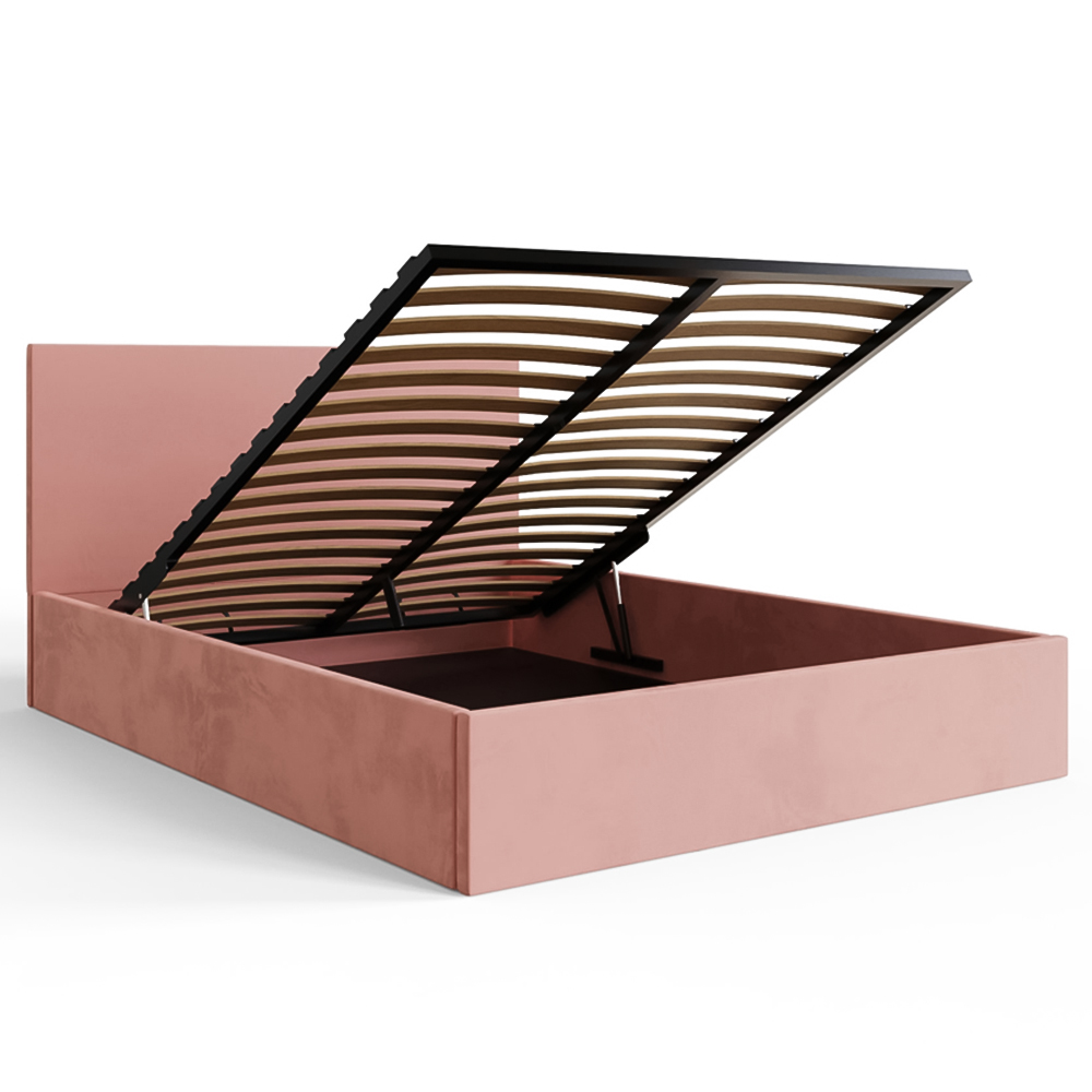 GFW Double Blush Pink Velvet End Lift Ottoman Bed Image 6