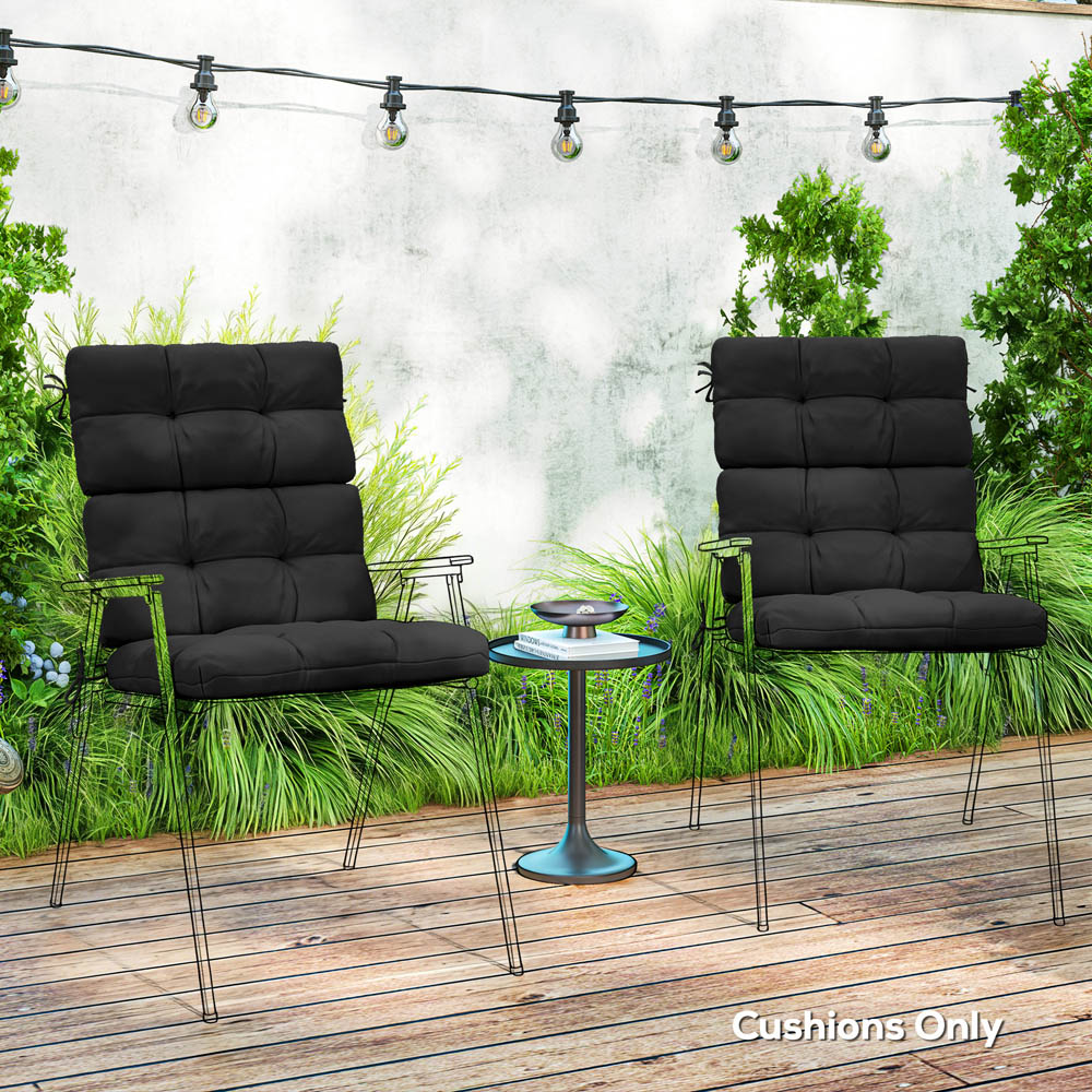 Outsunny Black Garden Seat Cushion with Backrest 2 Pack Image 2