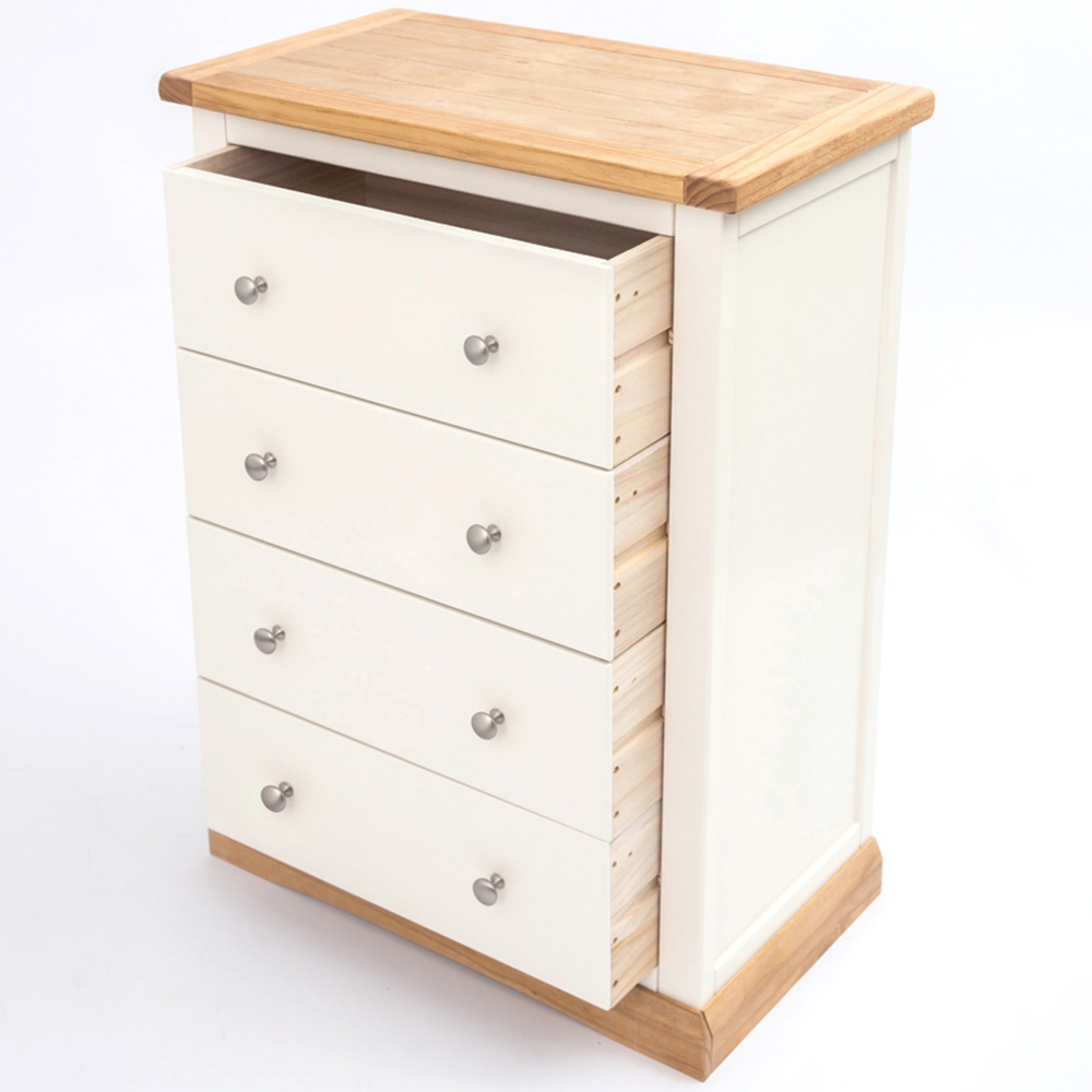 Cabinet Bits Trevi 4 Drawer Off White Chrome Knob Chest of Drawers Image 5