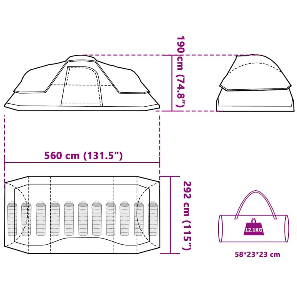 Walplus 11 Person Waterproof Dome Family Tent Blue Image 8