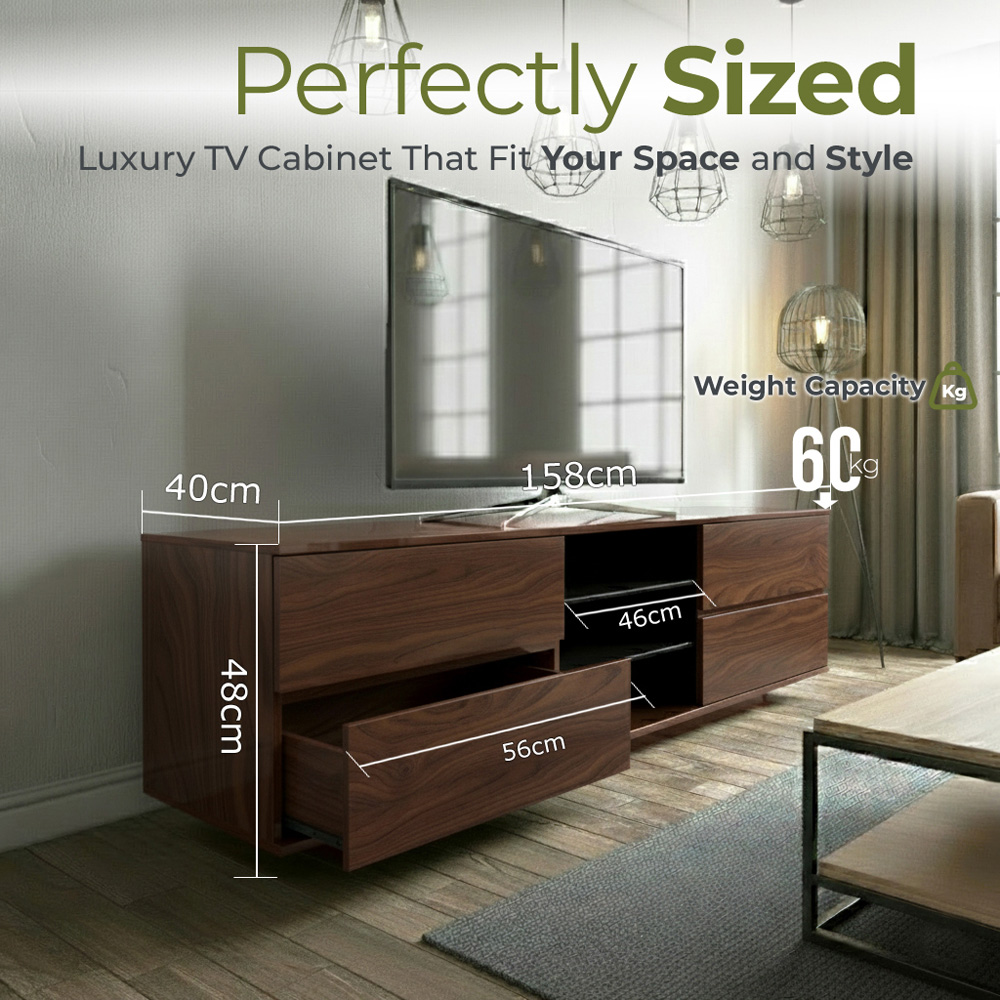 Centurion Supports Avitus 4 Drawer 3 Shelf Premium Walnut TV Unit Image 9