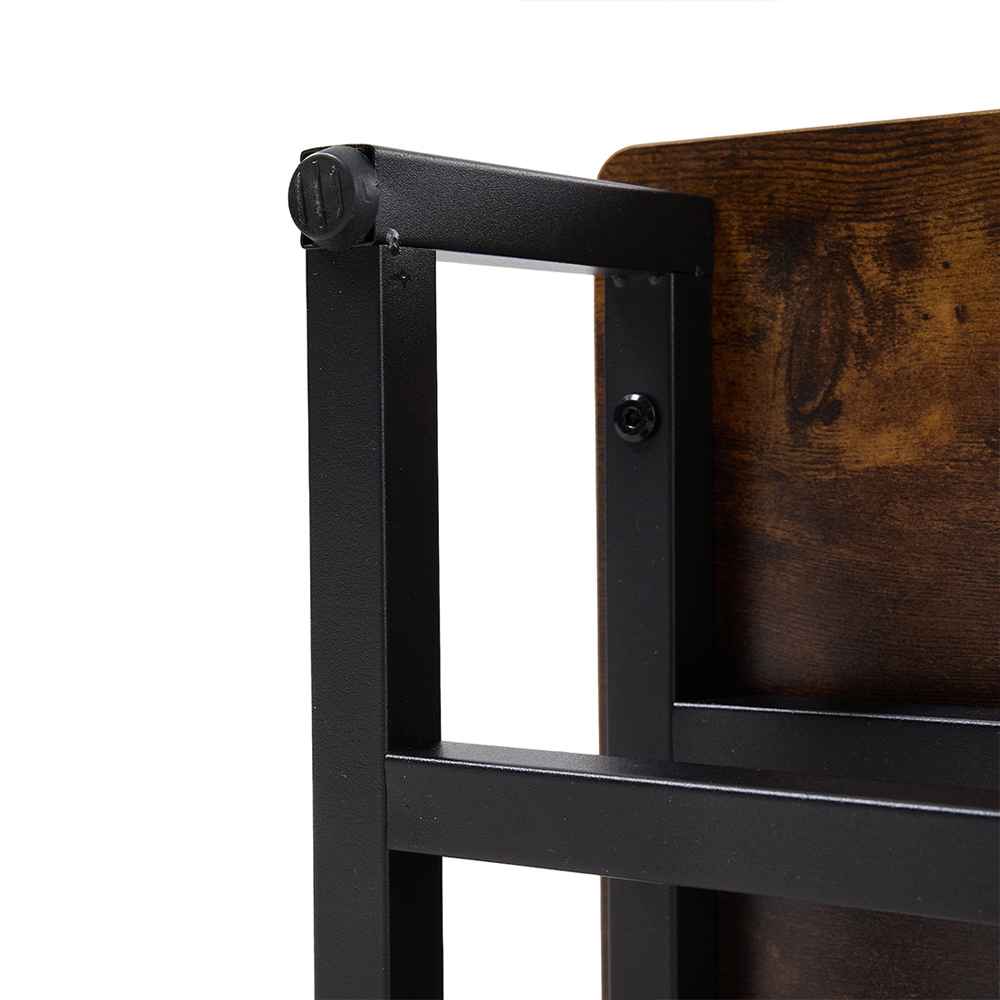 Living and Home Brown and Black Rustic Wood Grain Step Stool Image 3