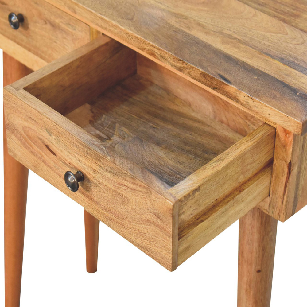 Artisan Furniture Oak-ish 2 Drawer Solid Wood Mini Hallway Console Table Image 6