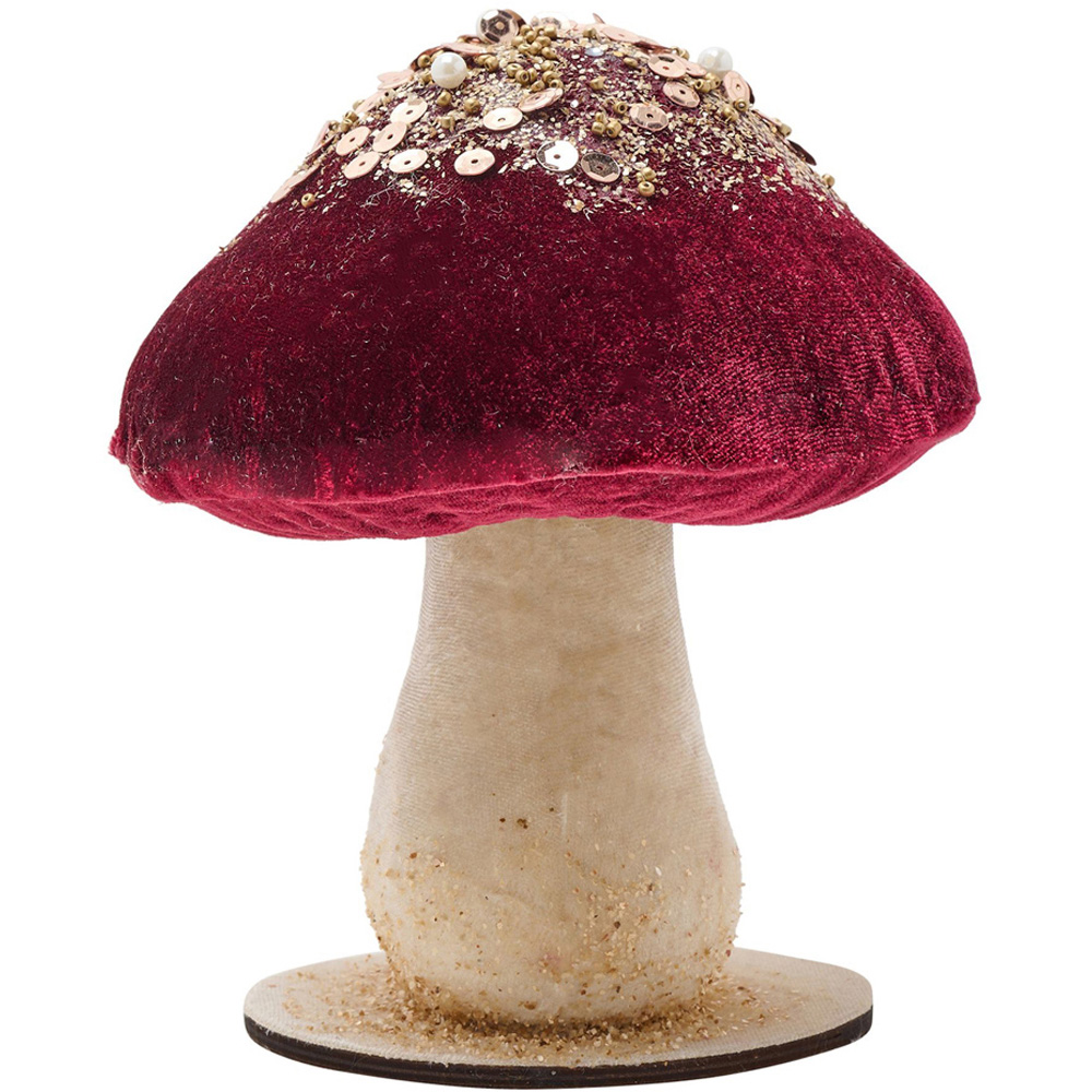The Christmas Gift Co Red Velvet Mushroom 15cm Image 3