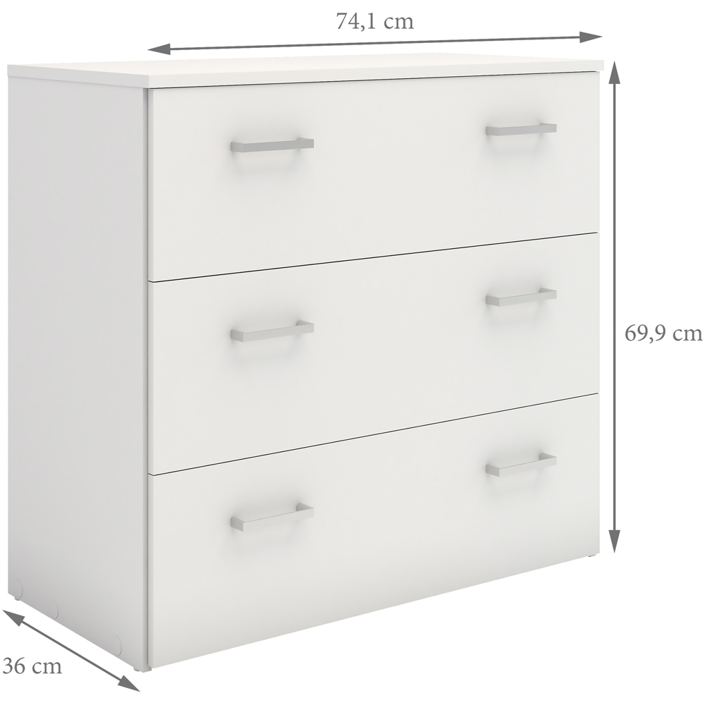 Florence Space 3 Drawer White Chest of Drawers Image 6